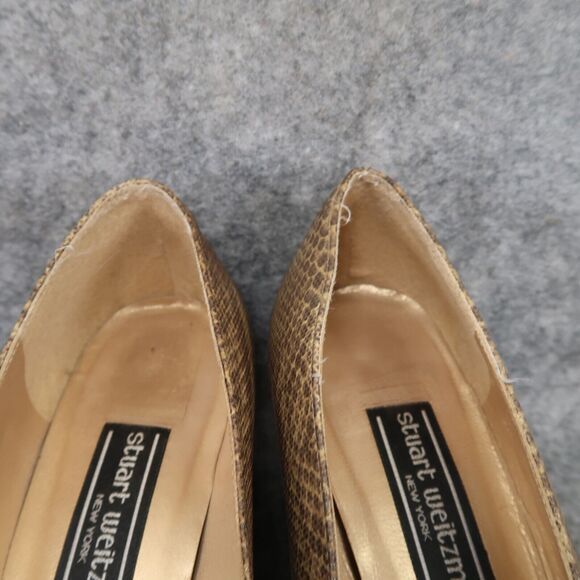 Stuart Weitzman Shoes Womens 9 Pumps Snakeskin Print Leather Fashion Heels Brown - Picture 4 of 14